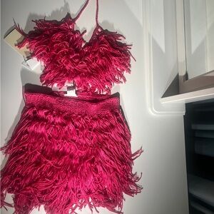 Bold Pink Fringe set